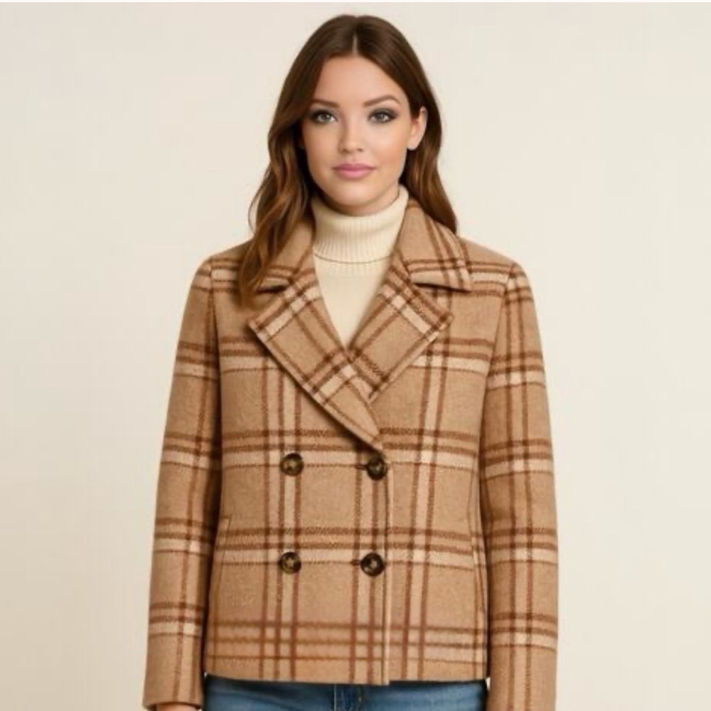 Rachel Zoe warm flannel winter jacket preppy boho cardigan neutral coat